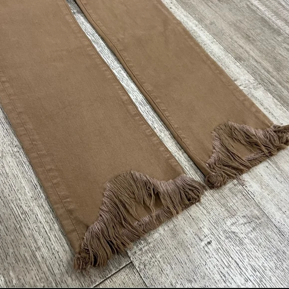 Women's Johnathan Simkhai River Brown high-waist Straight Crop Fringe Jeans - Picture 5 of 9